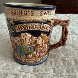 Vintage collectible “kissing stein” mug with 2 handles by Lego imports in Japan.